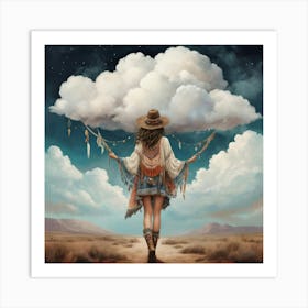 Bohemian Cloud Wanderer Boho Art Style Art Print 3 Art Print