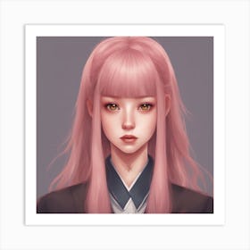 Pink Haired anime Girl Art Print