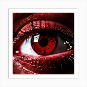 Red Eye Human Close Up Pupil Iris Vision Gaze Look Stare Sight Close Macro Detailed Ru (2) Art Print