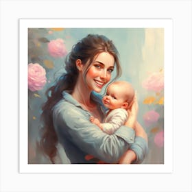 Woman Holding A Baby Art Print