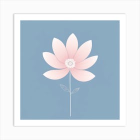 A White And Pink Flower In Minimalist Style Square Composition 10 Art Print