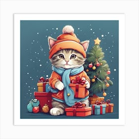 Christmas Kitten Art Print