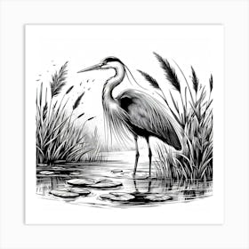 Illustration Heron 1 Art Print