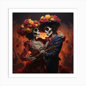 Day Of The Dead Party Dancers Art Print