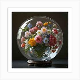 Flowers In A Glass Vase Art Print