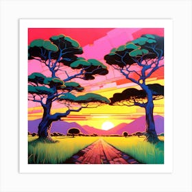 African savanna sunset Art Print