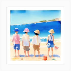 Children At The Beach Art Print