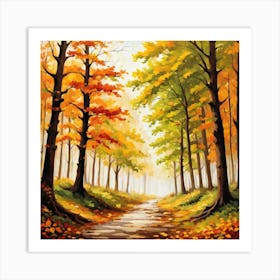 Forest In Autumn In Minimalist Style Square Composition 77 Art Print