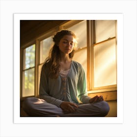 Young Woman Meditating Art Print