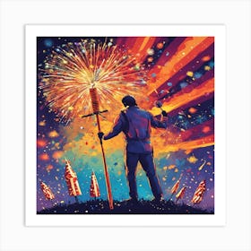 Color Photo of the Best man in play fireworks Art Print