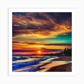 Sunset On The Beach 156 Art Print