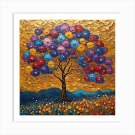 Golden Canopy: A Tapestry of Floral Hues in Nature’s Artistry wall art Art Print