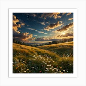 Sunset In The Meadow 6 Art Print