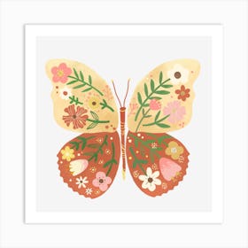 Butterfly With Flowers 2 Art Print