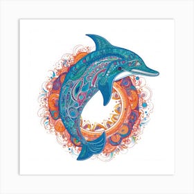 Dolphin In A Circle Art Print