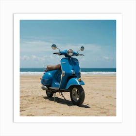 Vespa On The Beach 3 Art Print