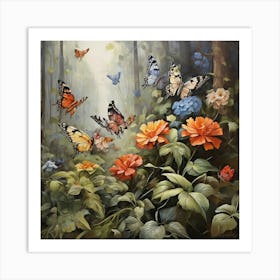 Butterflies In The Forest 3 Art Print