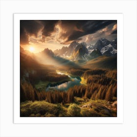 Sunrise In The Mountains 1 Art Print