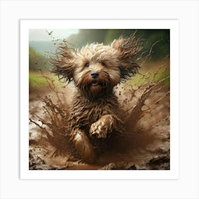 Dog Running In Mud 5 Art Print