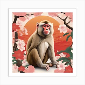 ARTISTS MACAQUE MONKEY Art Print