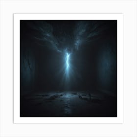 Dark Room With Lightning Art Print