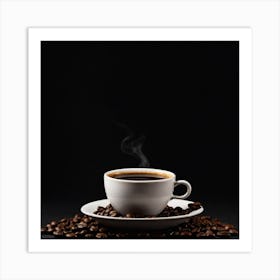 Coffee Cup On Black Background Art Print