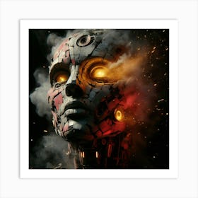 Robot With Glowing Eyes Art Print