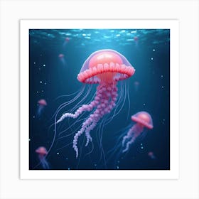 A Charming Jellyfish Pulsating In An Aquarium 1 Art Print