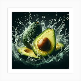 Avocados Splashing Water Art Print