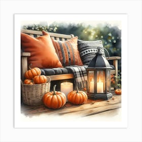 Autumn On The Porch Art Print