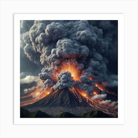 Volcano Eruption 3d Illustration Art Print