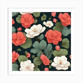 Flowers of Begonia, Vector art Art Print