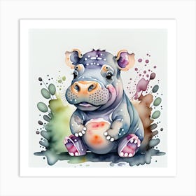 Cute Hippo Art Print