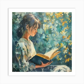 Girl Reading A Book 2 Art Print