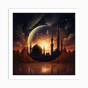 Islamic City At Night Art Print