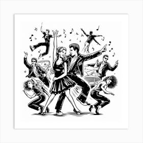 Group Of People Dancing Art Print