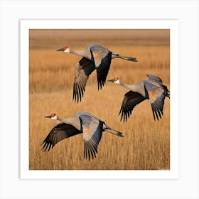 Sandhill Cranes In Flight 3 Art Print