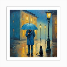 Man And Kitten Art Print