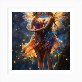 Fairy Couple In The Forest Art Print