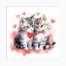 Valentine Kittens Art Print
