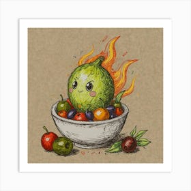 Flaming Fruit Art Print