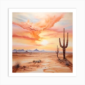 Sunset In The Desert Art Print