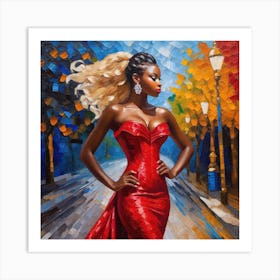 Woman In A Red Dress 3 Art Print