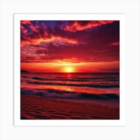 Sunset On The Beach 196 Art Print