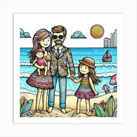 Family On The Beach Art Print