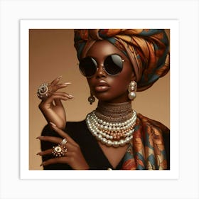 Beautiful African Woman In Sunglasses Art Print