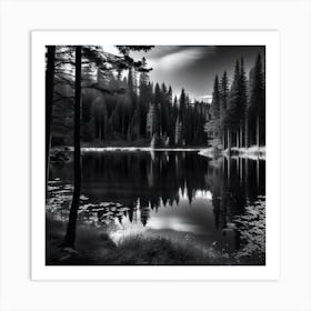 Black And White Lake 1 Art Print