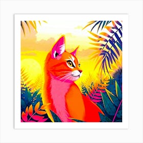 Cat In The Jungle 3 Art Print