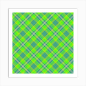 Green Plaid Fabric 5 Art Print