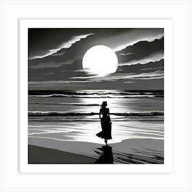 Moonlight On The Beach Art Print